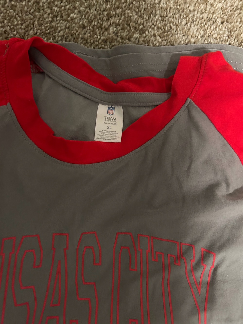 NFL Kids Gray Tee with Red Trim Raglan
